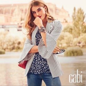 Cabi #5295 NWOT Striped Bell Sleeve Blazer Jacket Size 10